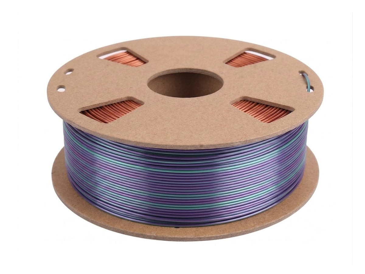 Filamento PLA Seda Tricolor Verde Purpura y Cobre Artillery 1.75mm 1kg