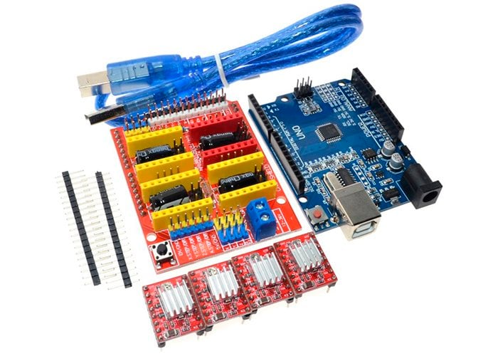 Shield CNC + 4 x Pololus A4988 + Placa Uno con Cable USB
