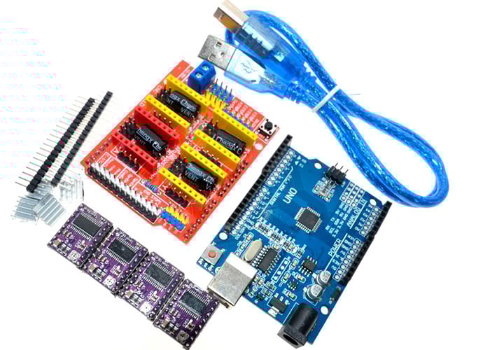 Shield CNC + 4 x DRV8825 + Arduino Uno con Cable USB