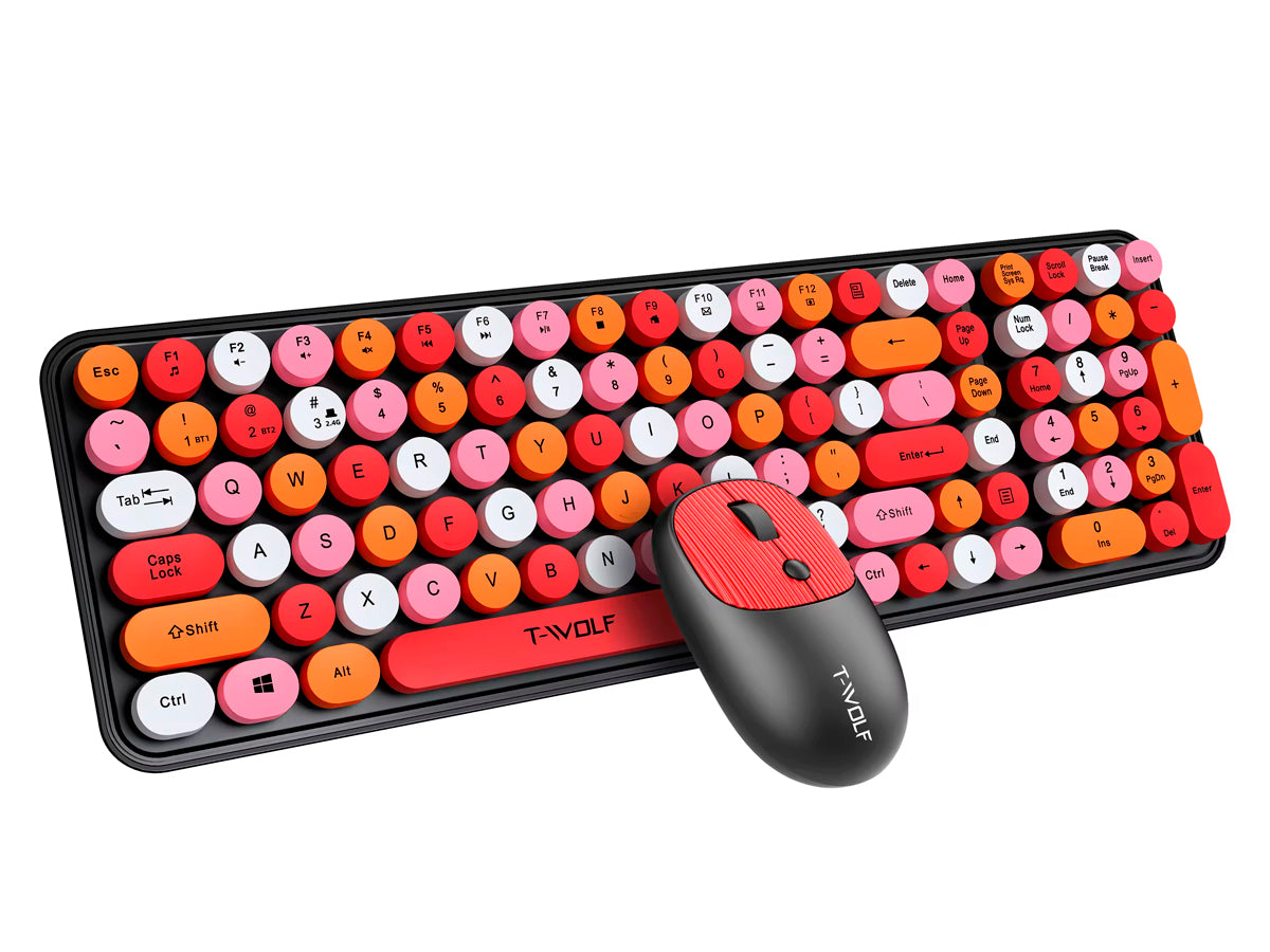 Kit Teclado y Mouse Inalámbrico T-Wolf TF350 Multicolor