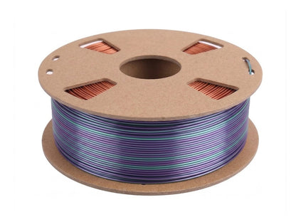 Filamento PLA Seda Tricolor Verde Purpura y Cobre Artillery 1.75mm 1kg