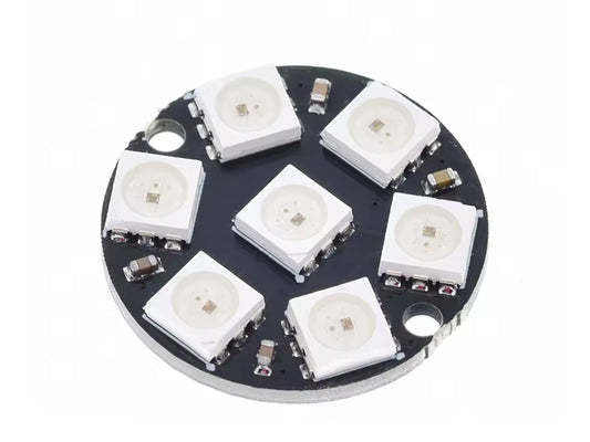 Módulo LED WS2812B 7bit RGB – Anillo de 7 LEDs Direccionables 5V