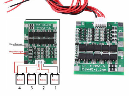 Cargador BMS Batería Li-ión Lipo 18650 4S 30A CF-4S30A-A