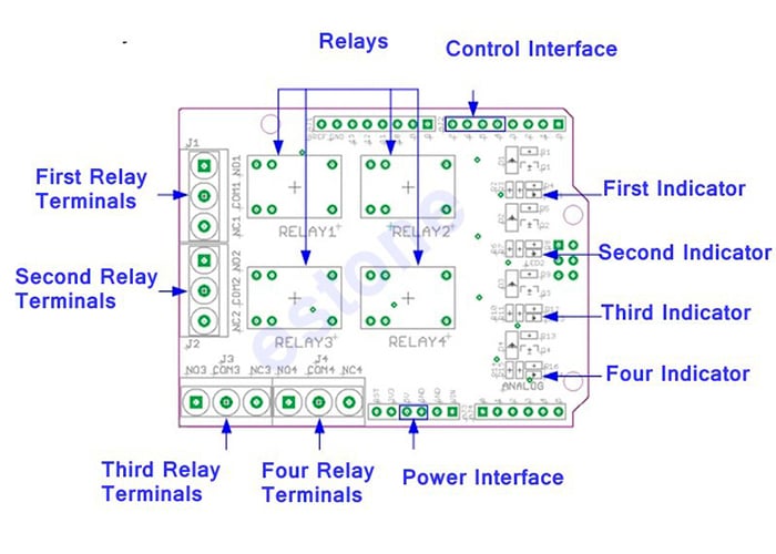 Shield Relé 4 Canales para Arduino