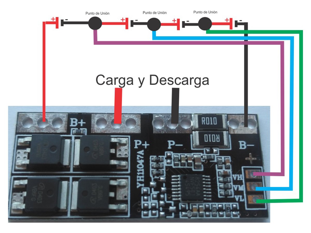 Cargador BMS Batería Li-ión Lipo 18650 4S 30A YH11047A