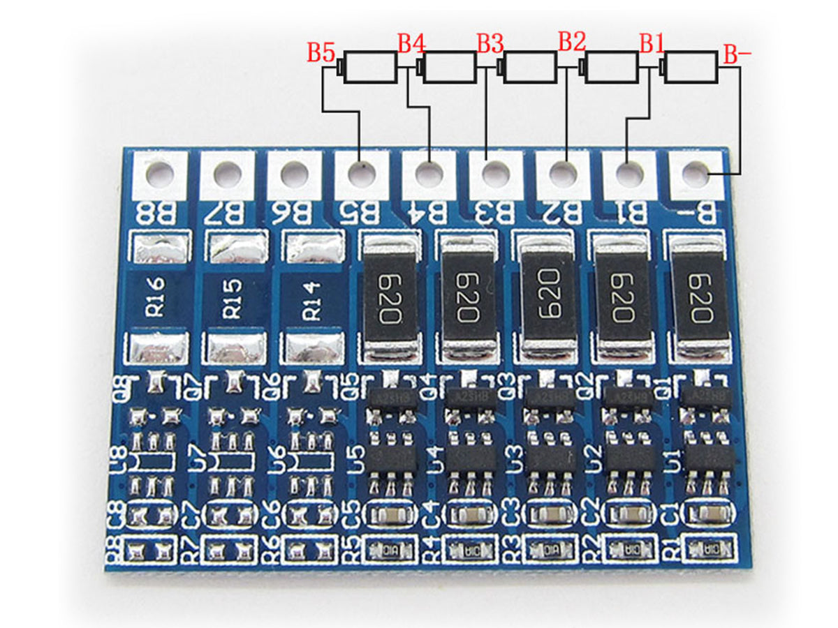 Cargador BMS Batería Li-ión Lipo 18650 5S 40A HX-JH-008