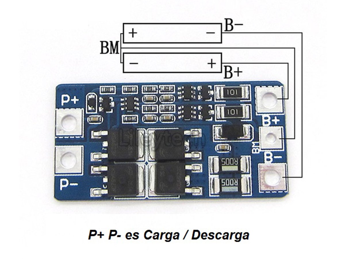 Cargador BMS Batería Li-ión Lipo 18650 2S 10A HX-2S-JH20