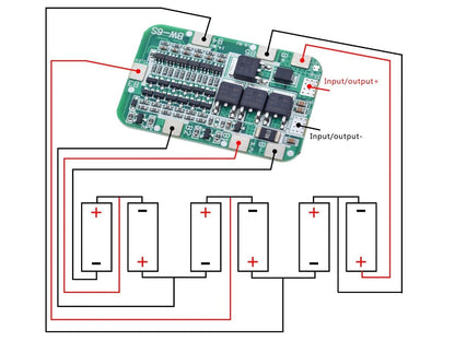 Cargador BMS Batería Li-ión Lipo 18650 6S 15A BW-6S