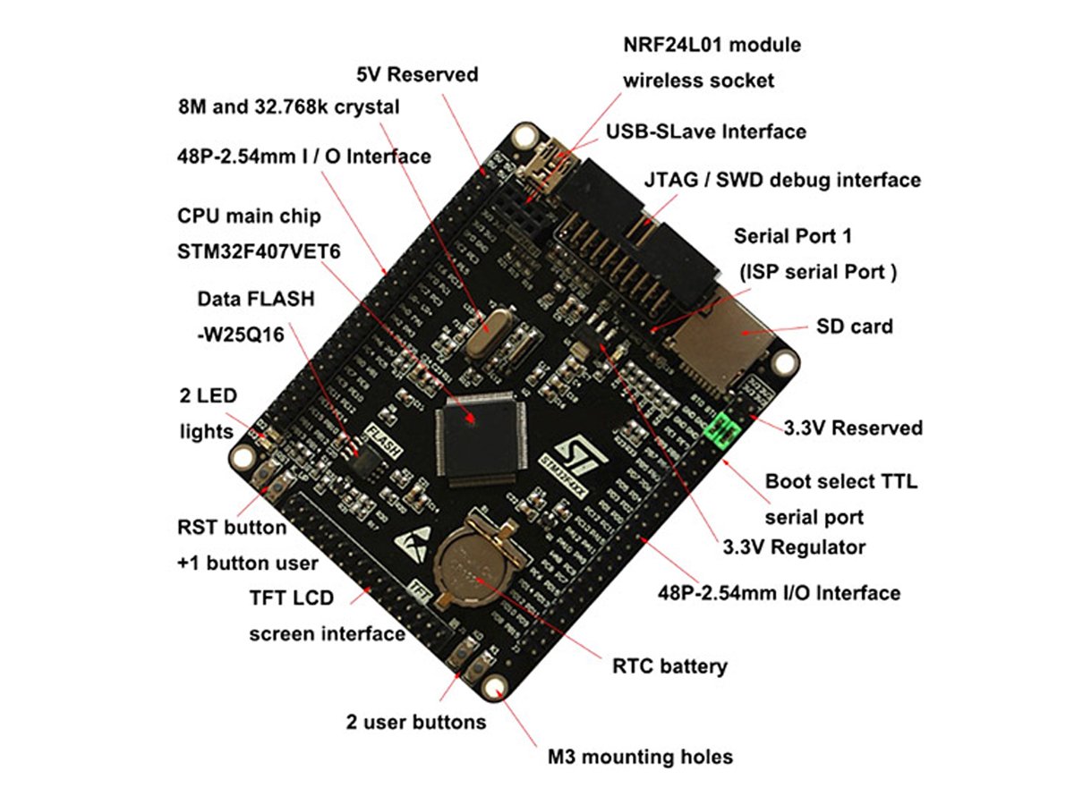 Microcontrolador STM32 F407VET6 + Cable USB + 10 pines HH