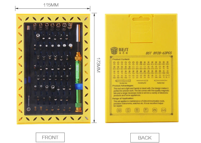 Kit de Destornilladores de Precisión 63 piezas BST-8928