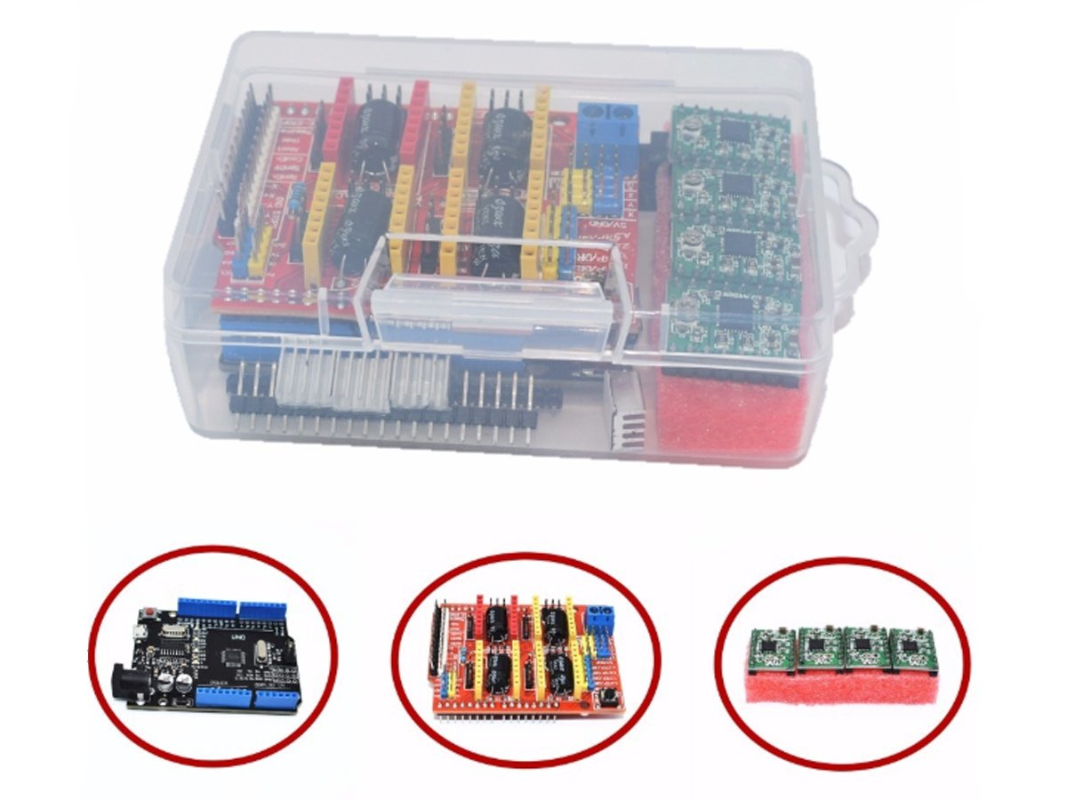 Kit Arduino Uno Compatible + Shield CNC + Driver en Caja