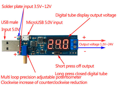 Regulador de voltaje USB 3.5-12V a 1.2-24V