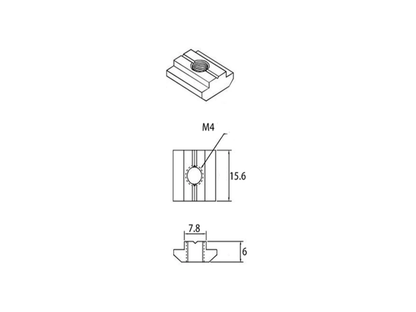 Bloque T-Track para perfil de 30 M4