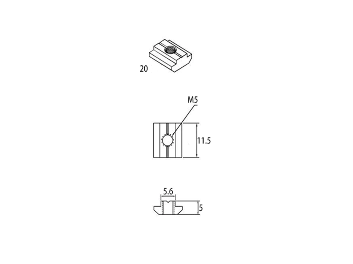 Bloque T-Track para perfil de 20 M3