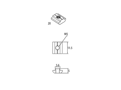 Bloque T-Track para perfil de 20 M3