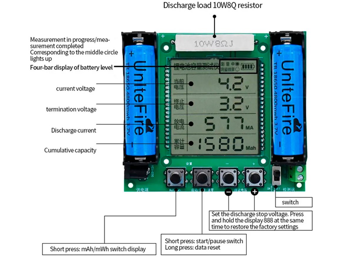 Tester capacidad baterías de Litio XH-M239