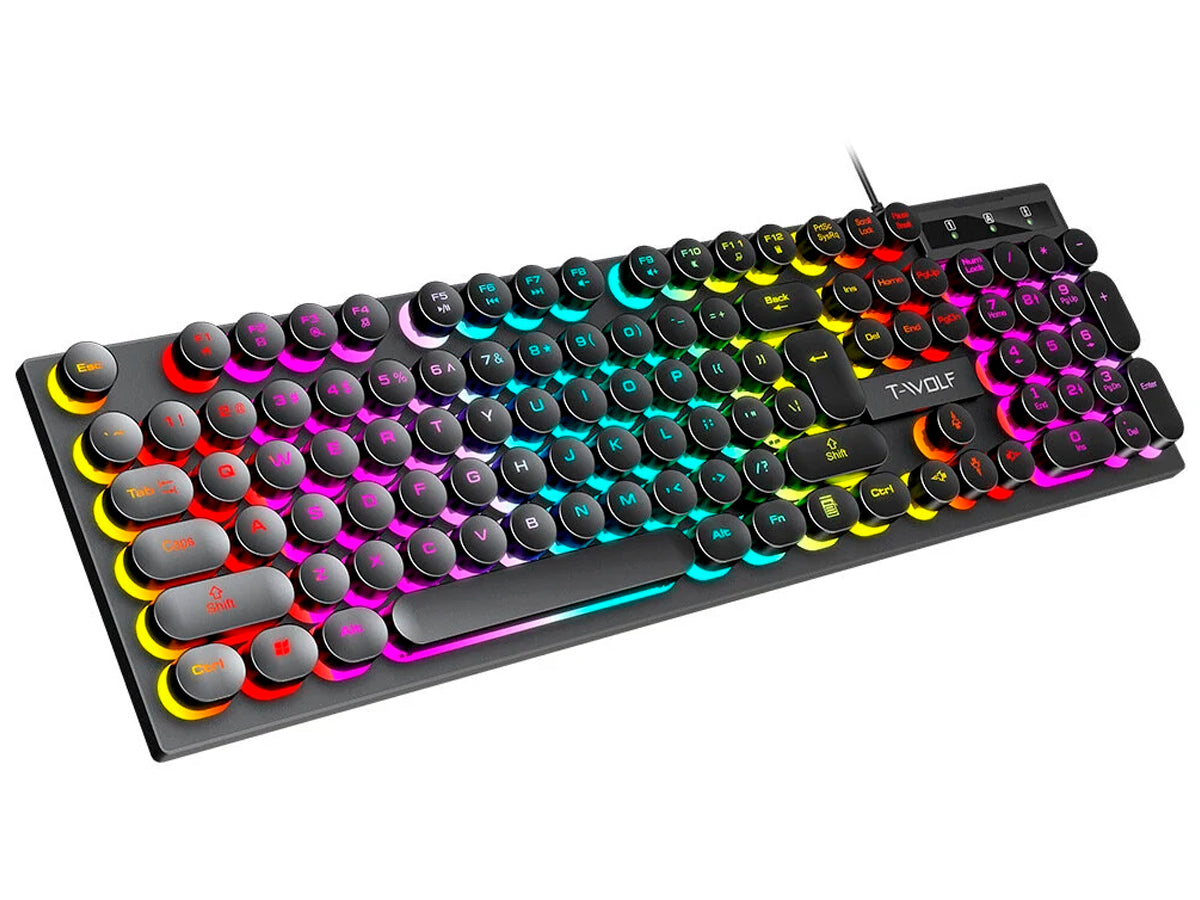 Teclado Gaming Retro Punk Rainbow T-Wolf T80